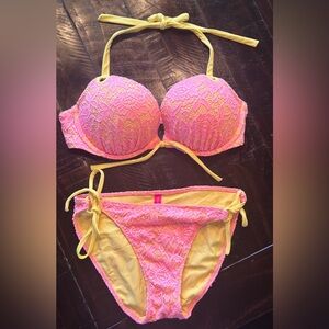 Victoria’s Secret Pink/Yellow BOMBSHELL Bikini 👙 ✨